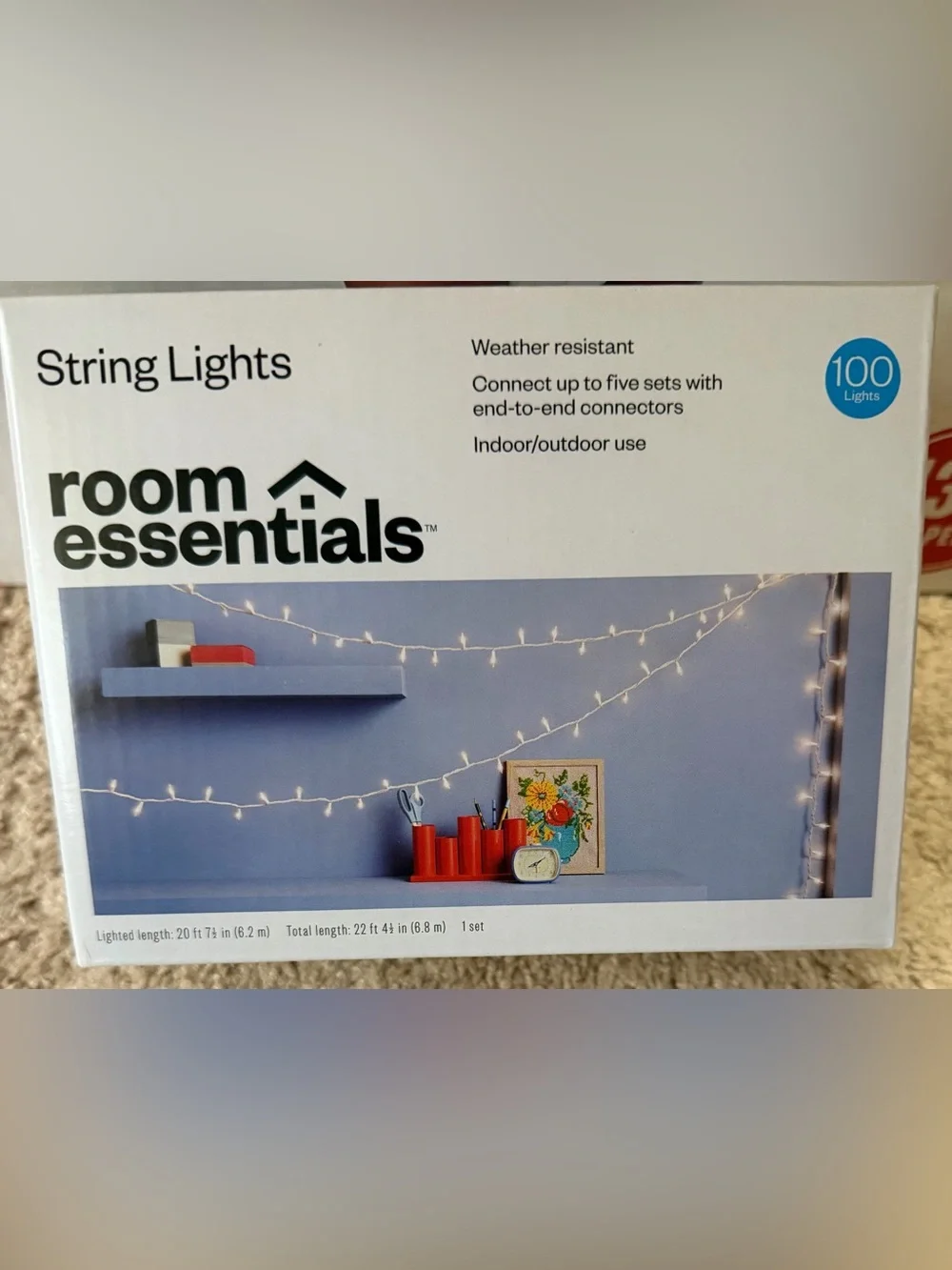 NWT. Room Essentials White Mini String Lights - Warm White Indoor/Outdoor
